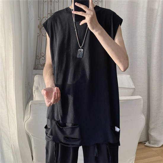 Black Crew Neck Sleeveless T-Shirt