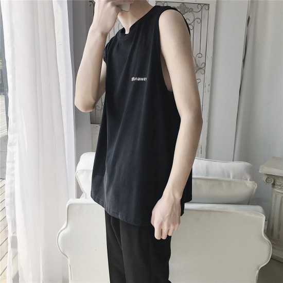 Black Sleeveless T-Shirt For Mens