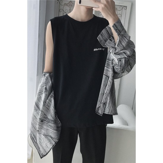 Black Sleeveless T-Shirt For Mens