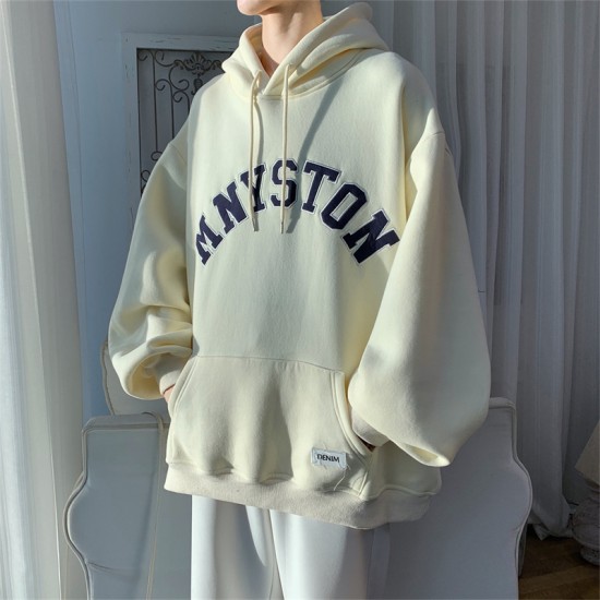 Hooded Long Sleeve Sweatshirt For Men With Beige