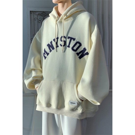 Hooded Long Sleeve Sweatshirt For Men With Beige