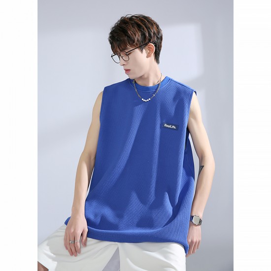 White Sleeveless T-Shirt For Mens