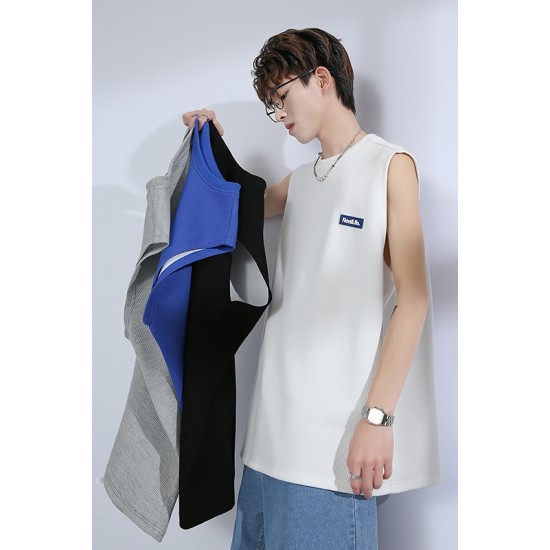 White Sleeveless T-Shirt For Mens